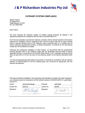 Catenary Compliance Certificate